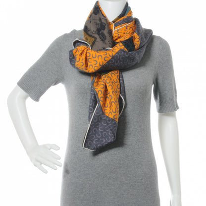 Hermes Cashmere Silk A Cheval Sur Mon Carre Shawl GM 140 3 of 9
