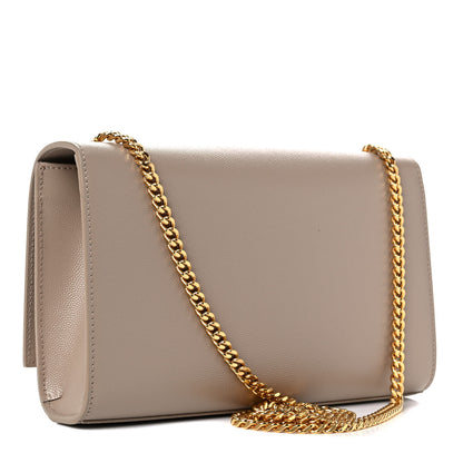 Saint Laurent Grain De Poudre Medium Monogram Kate Satchel Dark Beige 3 of 9