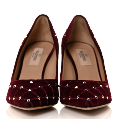 Valentino Garavani Velvet Rockstud Spike 90mm Pumps 35 Rubino 2 of 7