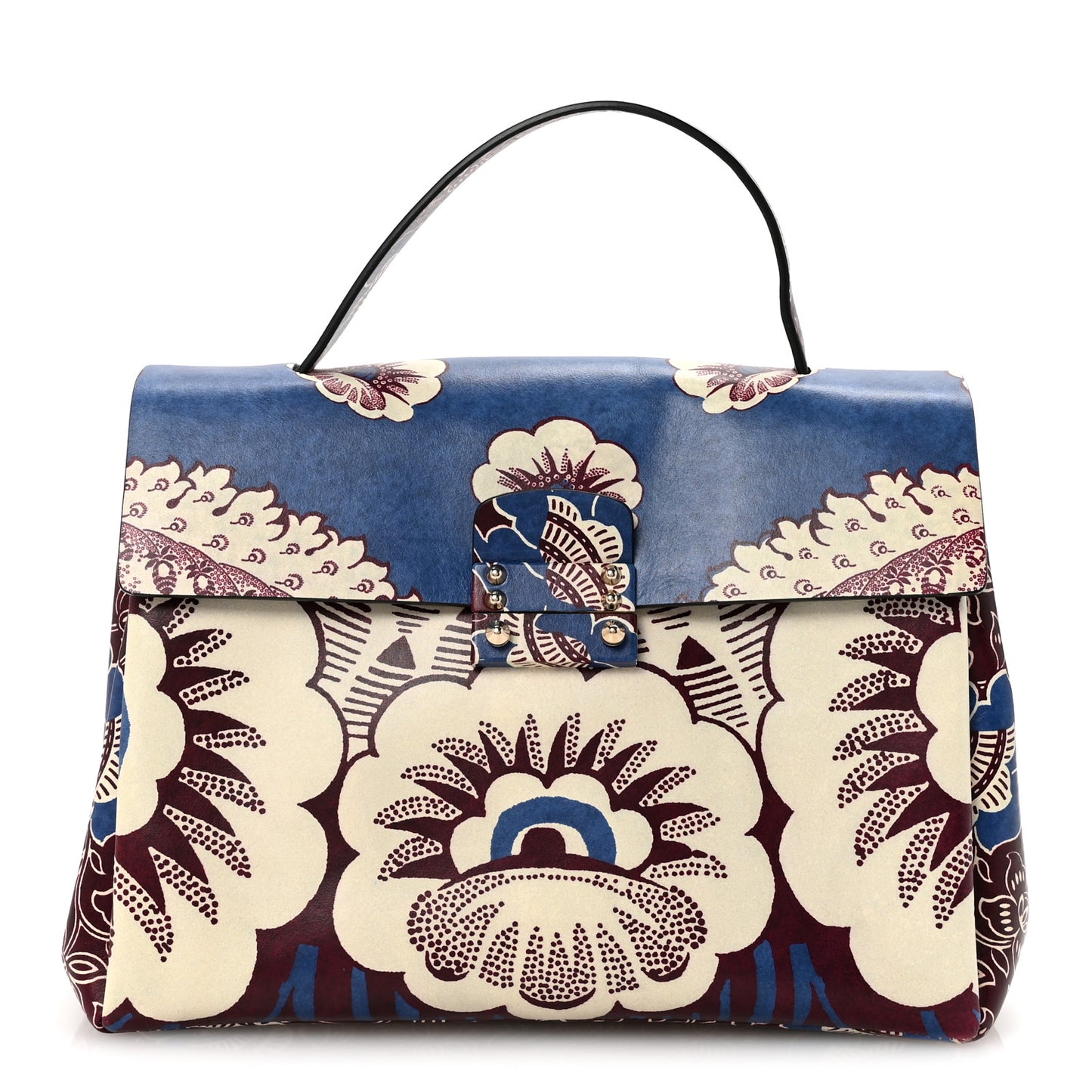Calfskin Mime Print Single Handle Bag Blue