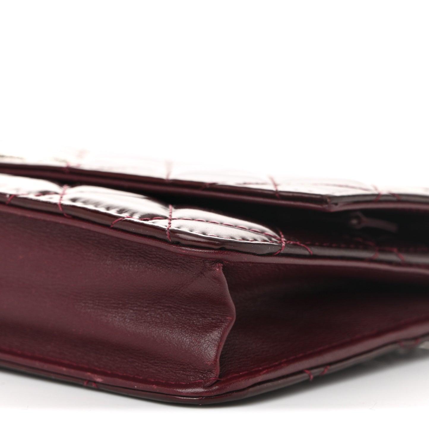 Patent Quilted Brilliant Wallet On Chain WOC Red