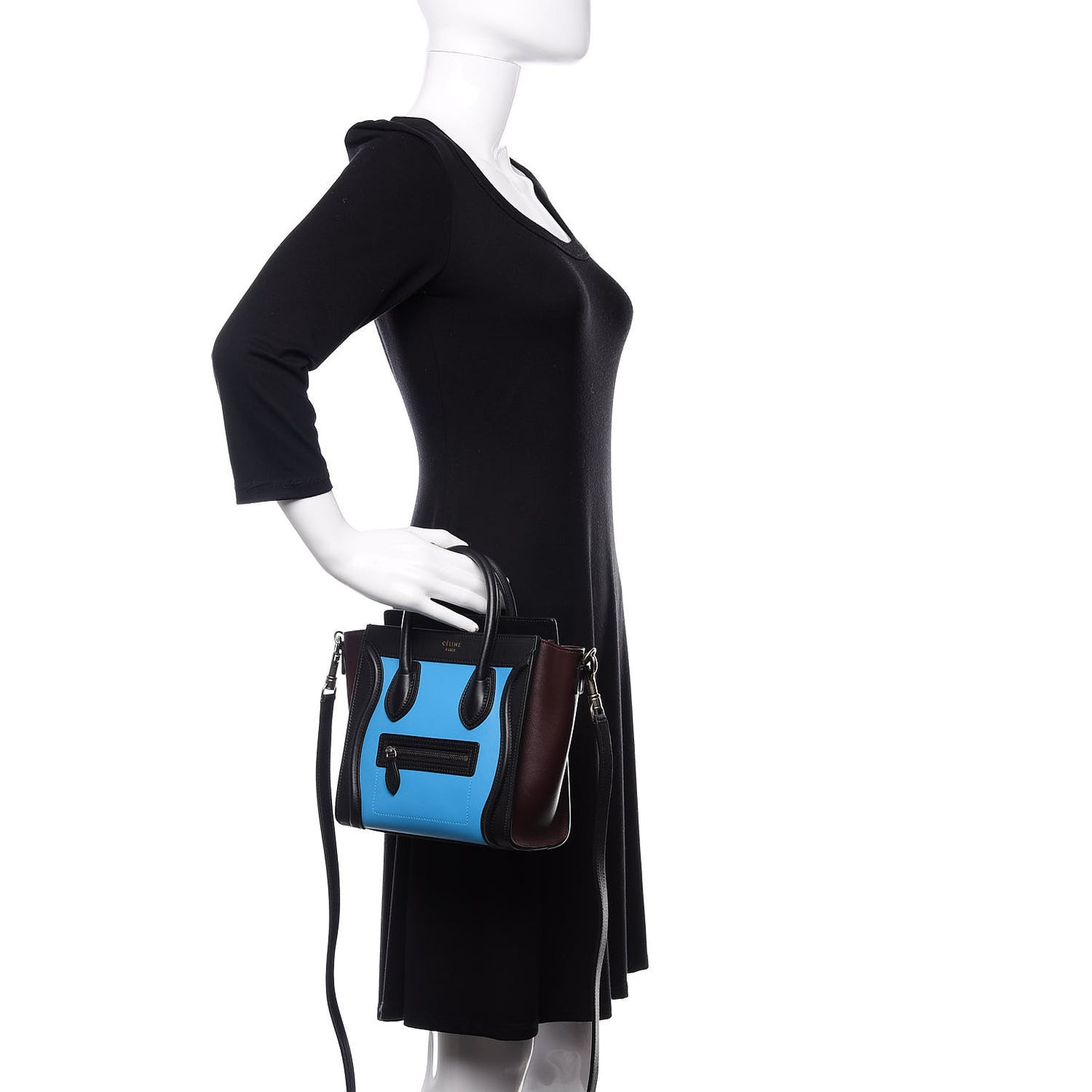 Smooth Calfskin Nano Tri-Color Luggage Turquoise