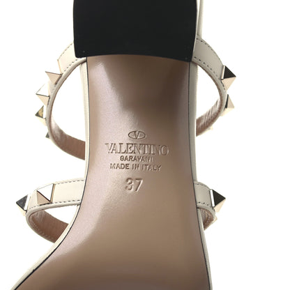 Valentino Garavani Calfskin Nappa Rockstud 60mm Caged Slide Sandals 37 Light Ivory 6 of 8