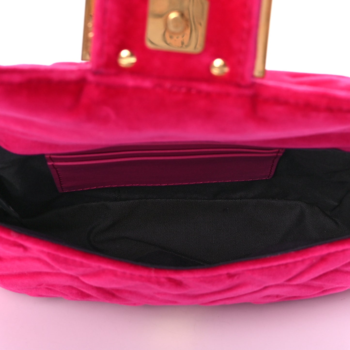 Velvet FF Embossed Hip Belt Baguette Bag Fuxia