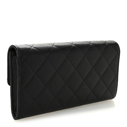 Chanel Caviar Quilted Large Gusset Flap Wallet Black 3 of 11
