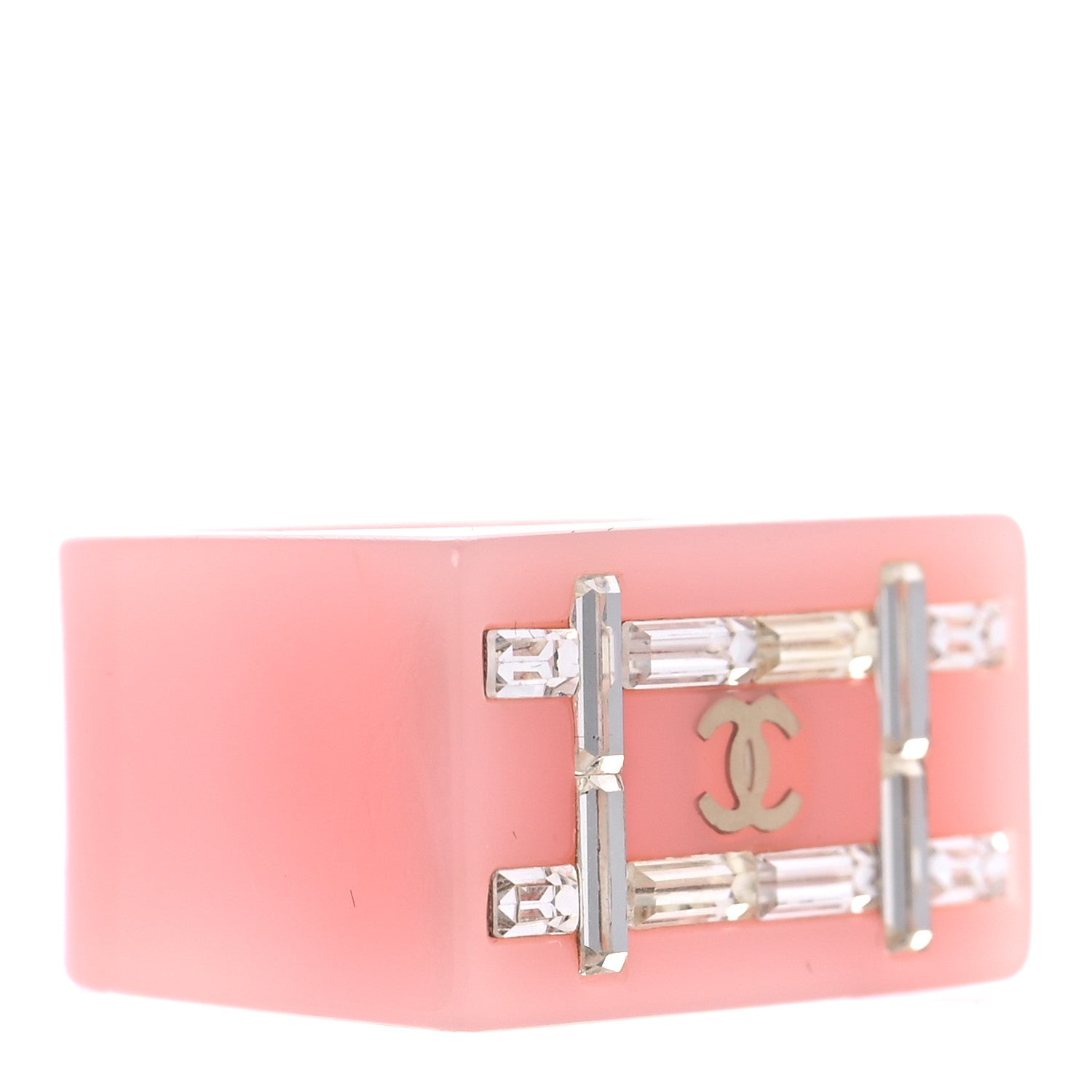 Chanel Resin Crystal Baguette CC Ring 7 Pink 3 of 8