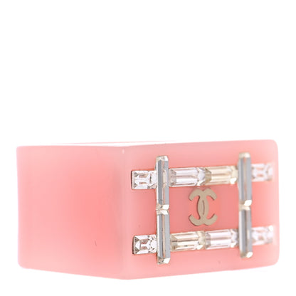 Chanel Resin Crystal Baguette CC Ring 7 Pink 3 of 8