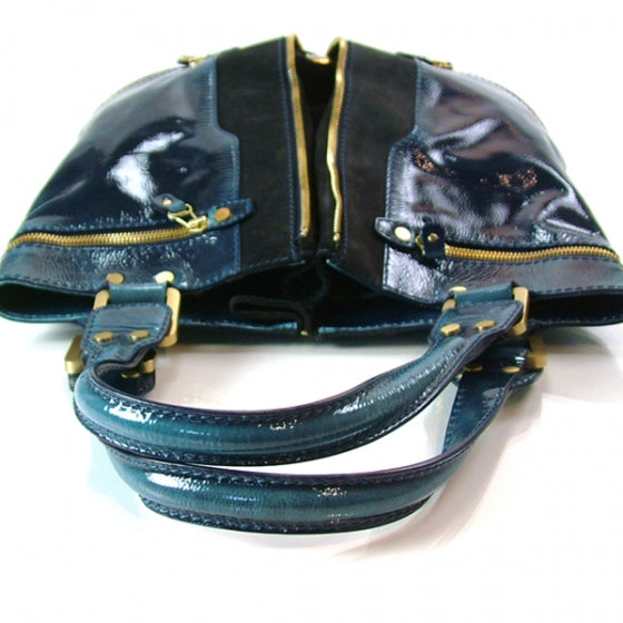 Jimmy Choo Patent Suede Monna /L Tote Blue 4 of 11