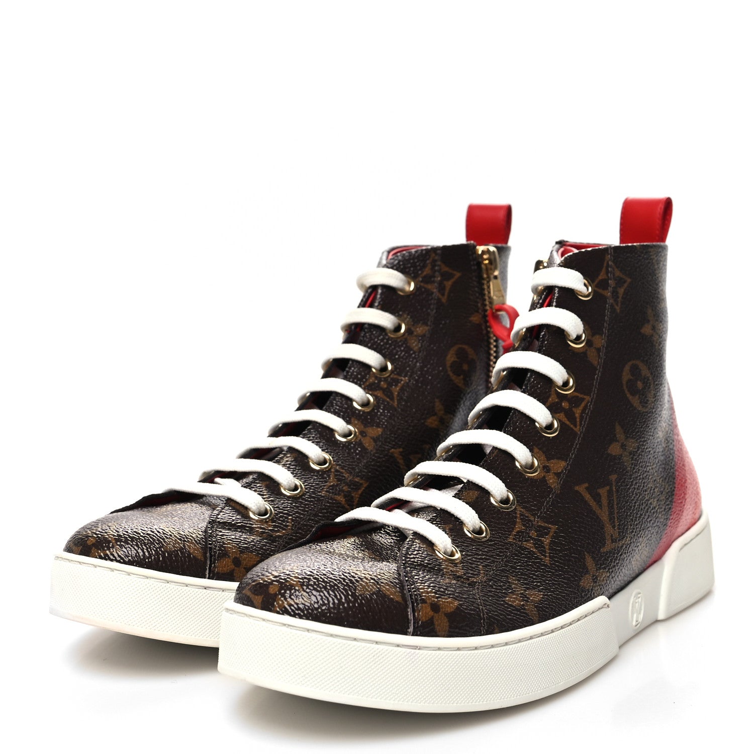 Louis Vuitton Calfskin Patent Monogram Stellar Sneaker Boots 36.5 Rouge 3 of 8