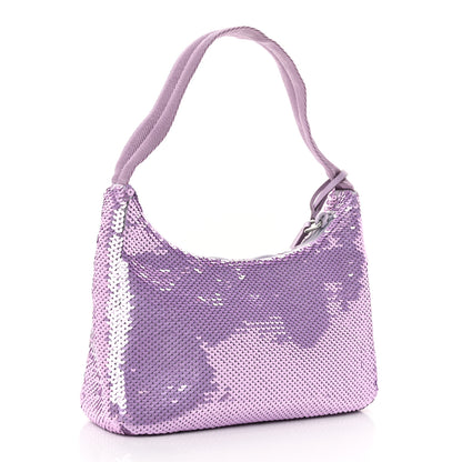 Prada Paillettes Sequin Mini Re-Edition 2000 Bag Lilium Black 3 of 9
