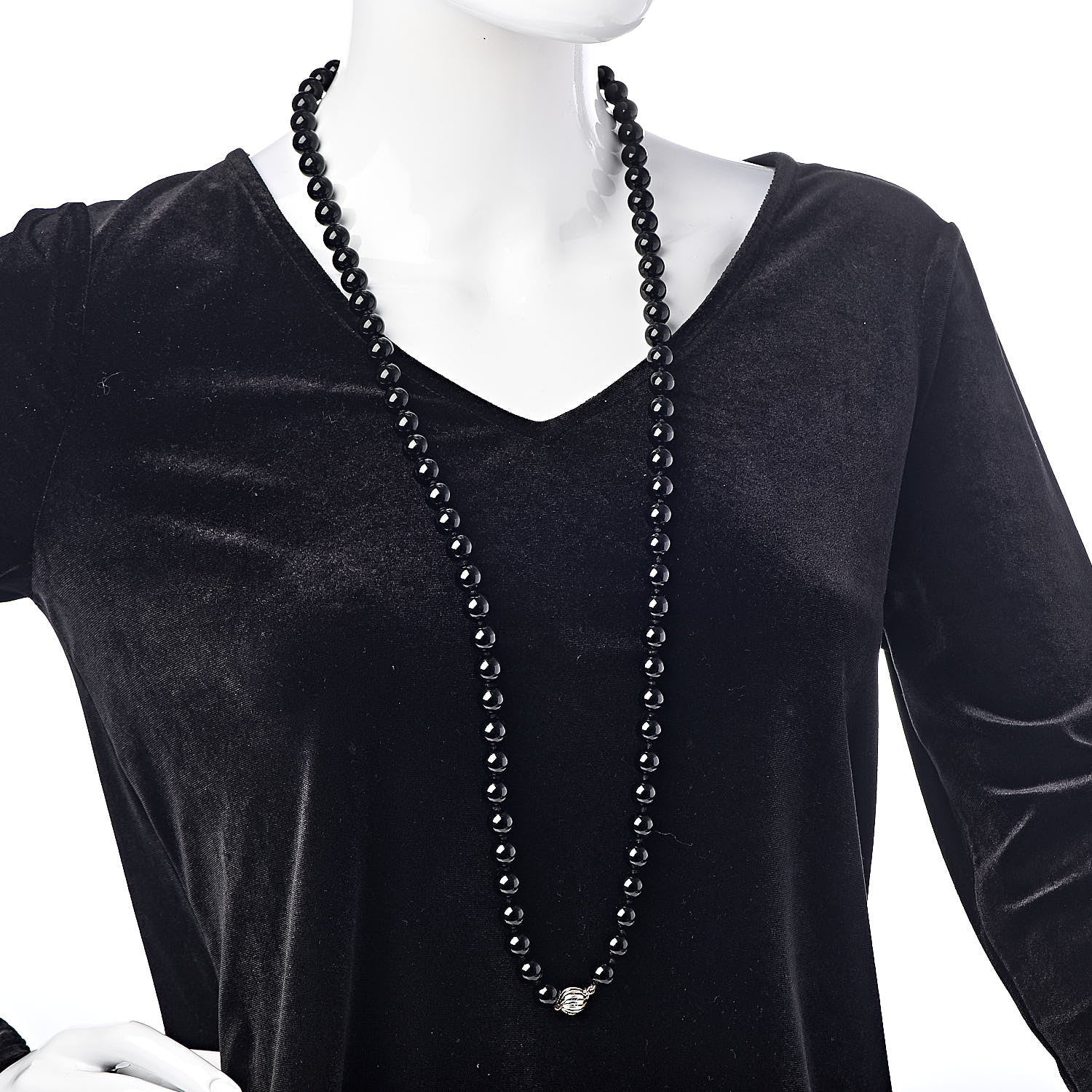 Tiffany Sterling Silver Black Onyx Bead Necklace 2 of 6