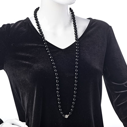 Tiffany Sterling Silver Black Onyx Bead Necklace 2 of 6