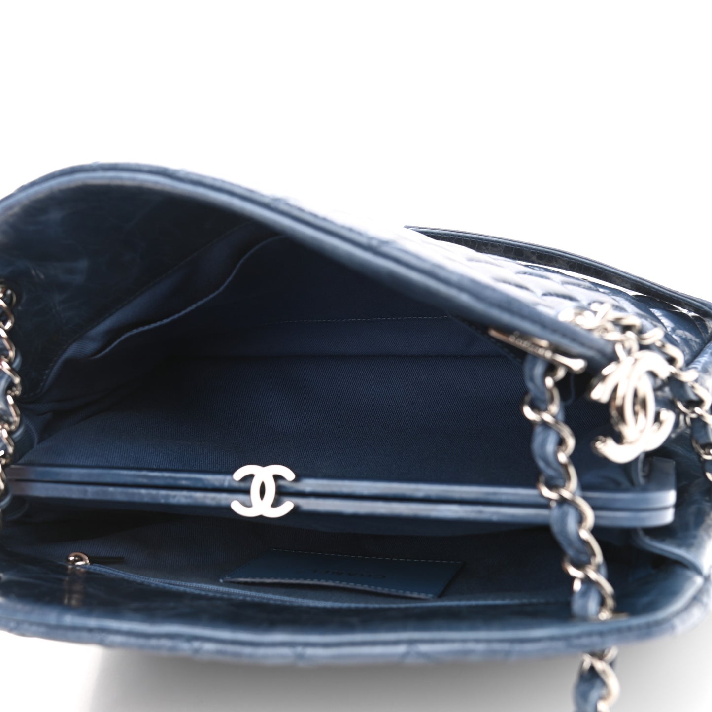 Aged Calfskin Large Just Mademoiselle Bowling Bag Blue