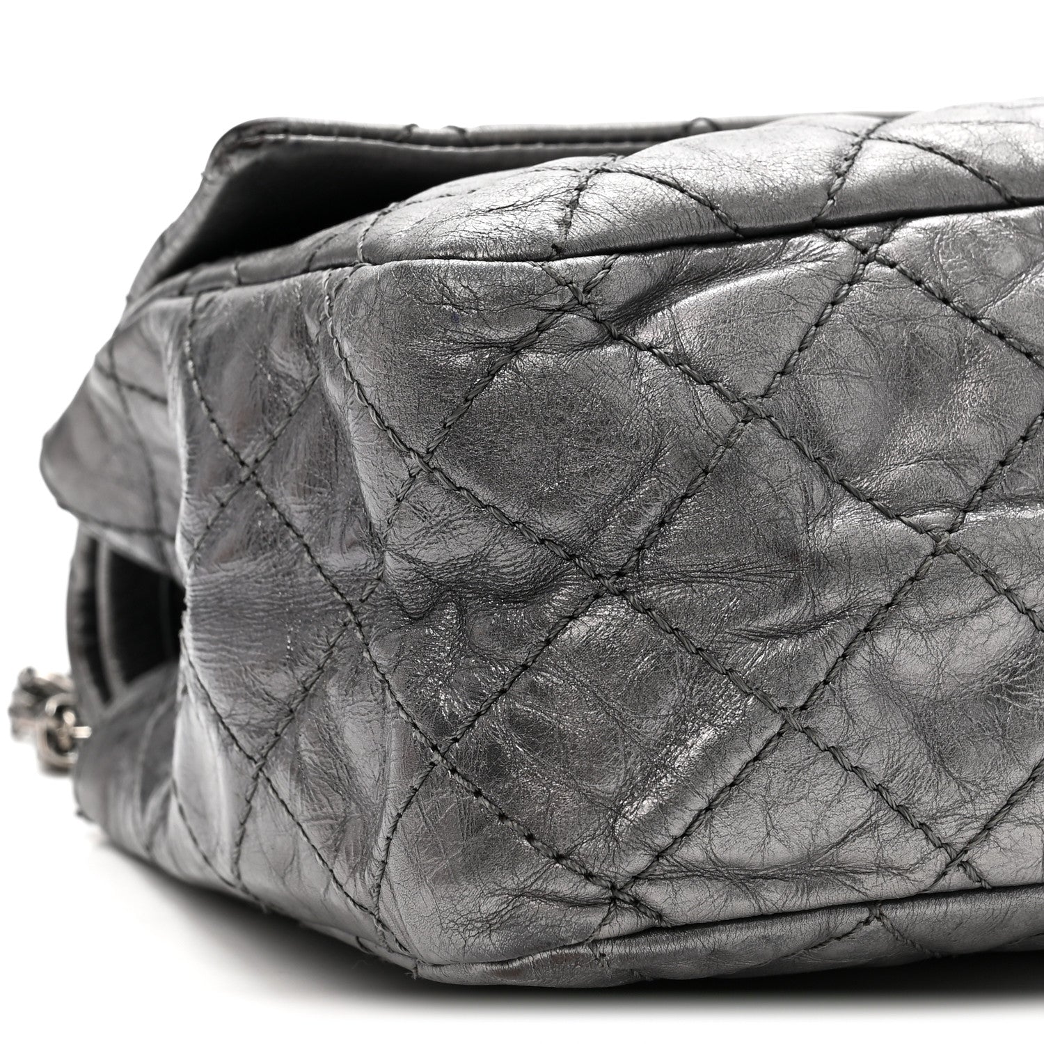Chanel Metallic Aged Calfskin Quilted 2.55 Reissue 226 Flap Dark Silver 10 of 14