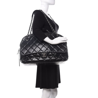 Chanel Aged Calfskin Quilted Large Express Bowling Bag Black 2 of 10