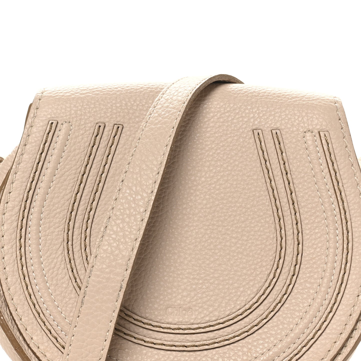 Grained Calfskin Mini Marcie Saddle Bag Blush Nude