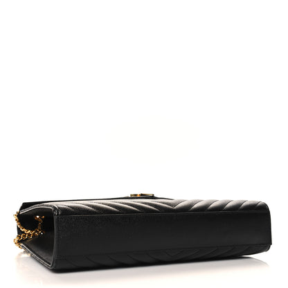 Saint Laurent Grain De Poudre Matelasse Chevron Large Monogram Satchel Black 4 of 10