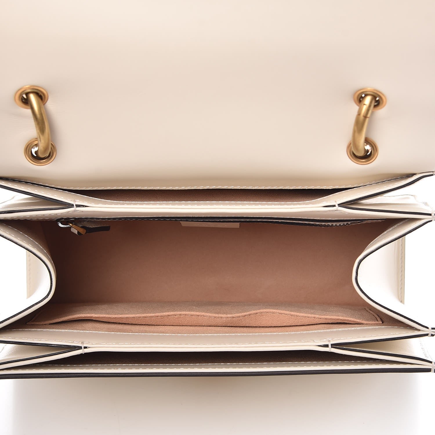 Gucci Calfskin Sylvie Web Small Queen Margaret Top Handle Bag White 6 of 10