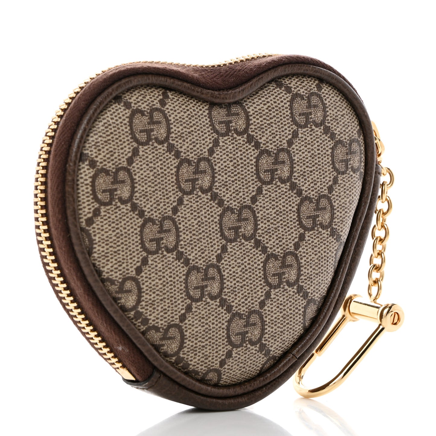 X BNF GG Supreme Monogram Textured Dollar Calfskin Bananya Print Heart Coin Purse Beige Ebony Multicolor New Acero