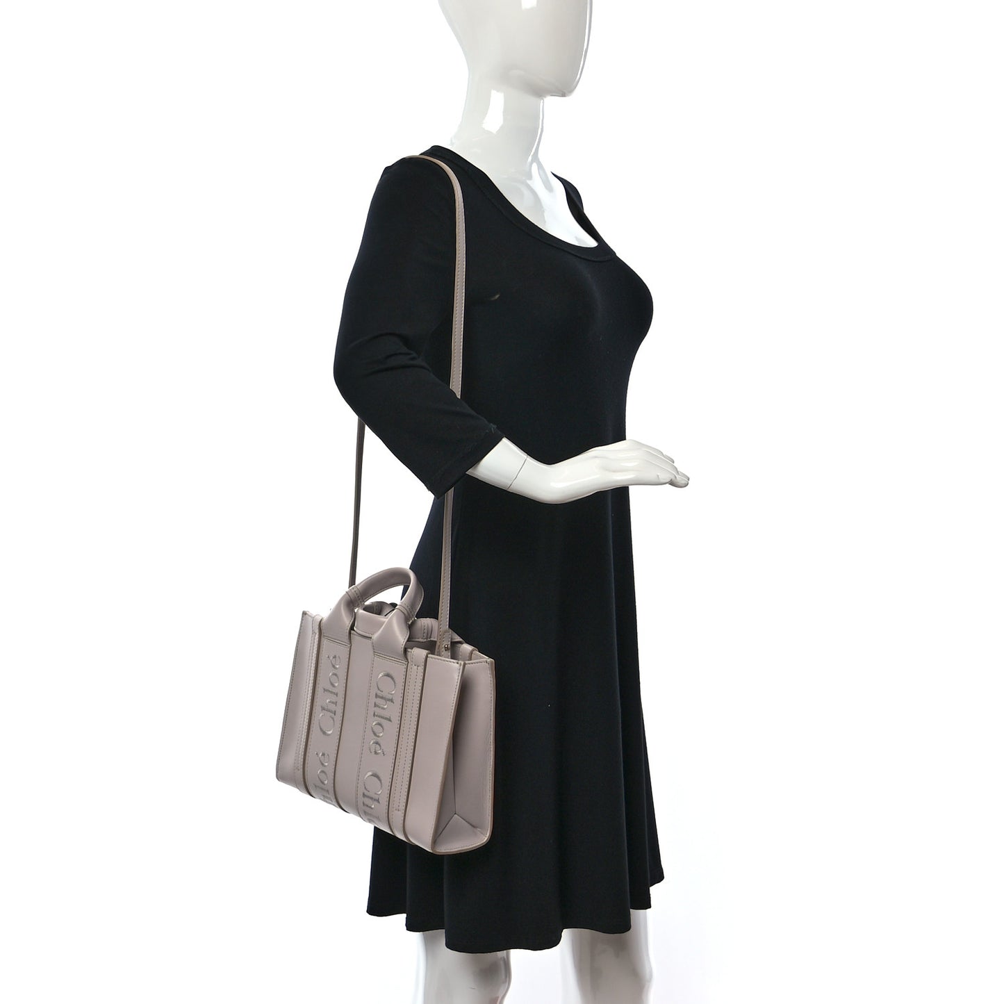 Calfskin Small Woody Ribbon Tote Cement Pink