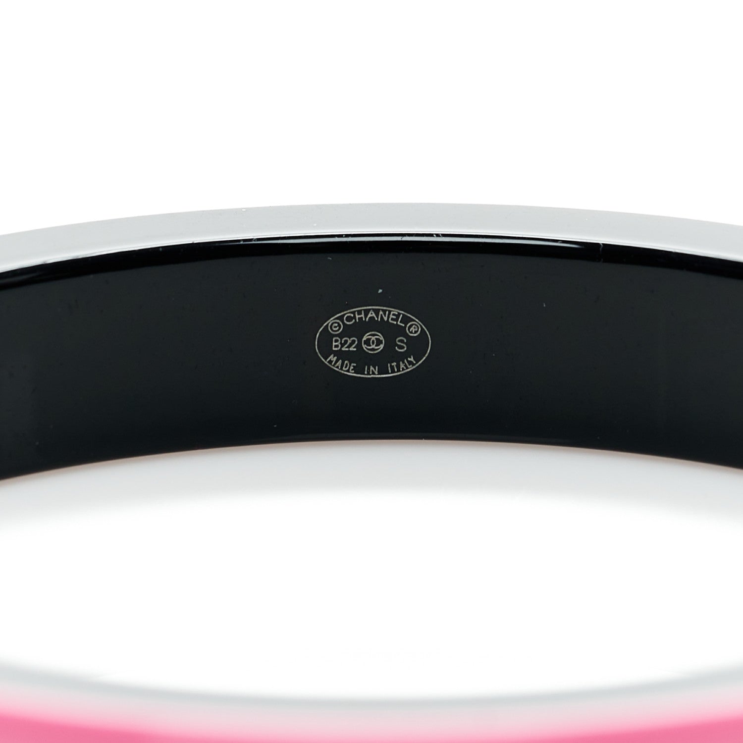 Chanel Resin Logo Bangle Bracelet Pink Black 1102824 – FASHIONPHILE