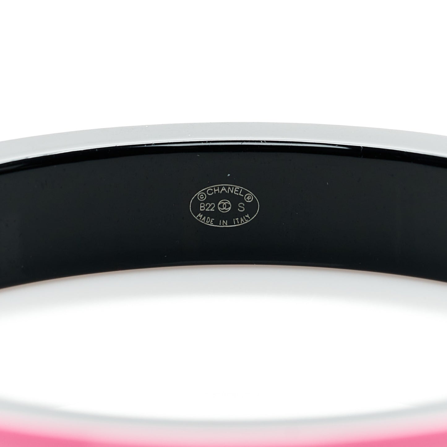 Resin Logo Bangle Bracelet Pink Black