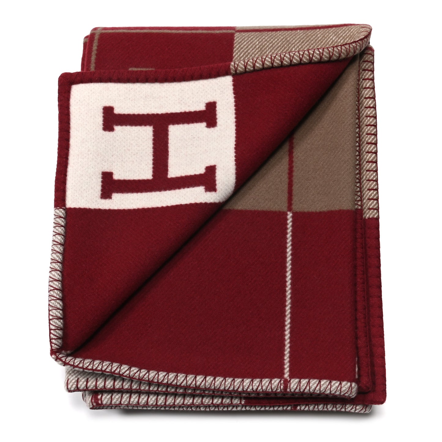 Wool Cashmere Avalon Blanket Ecru Rouge H
