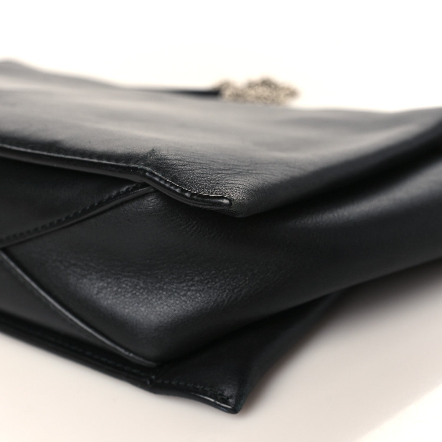Celine Smooth Calfskin Tri-Fold Clutch on Chain Black 9 of 9