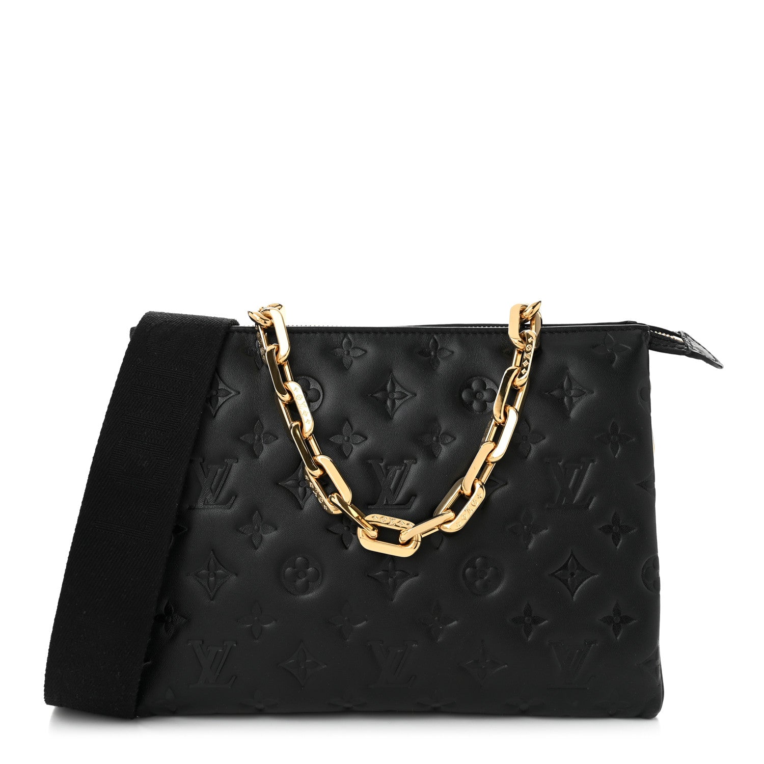 Louis Vuitton Lambskin Embossed Monogram Coussin PM Black 1 of 10
