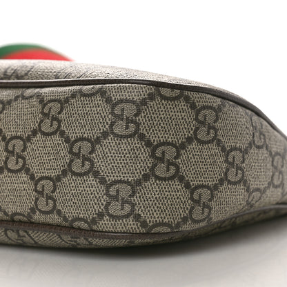 Gucci GG Supreme Monogram Textured Dollar Calfskin Web Small Ophidia GG Handbag Beige Ebony New Acero 9 of 10