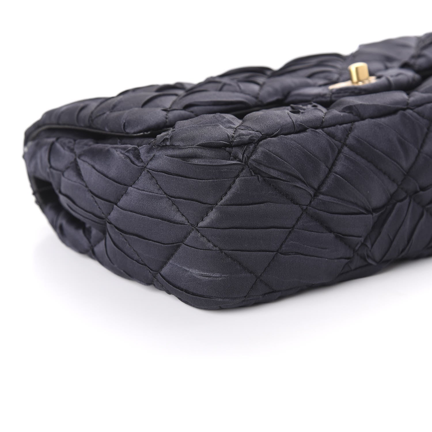 Chanel Satin Quilted Pleated Medium Single Flap Navy 6 of 10
