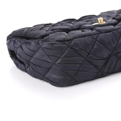 Chanel Satin Quilted Pleated Medium Single Flap Navy 6 of 10