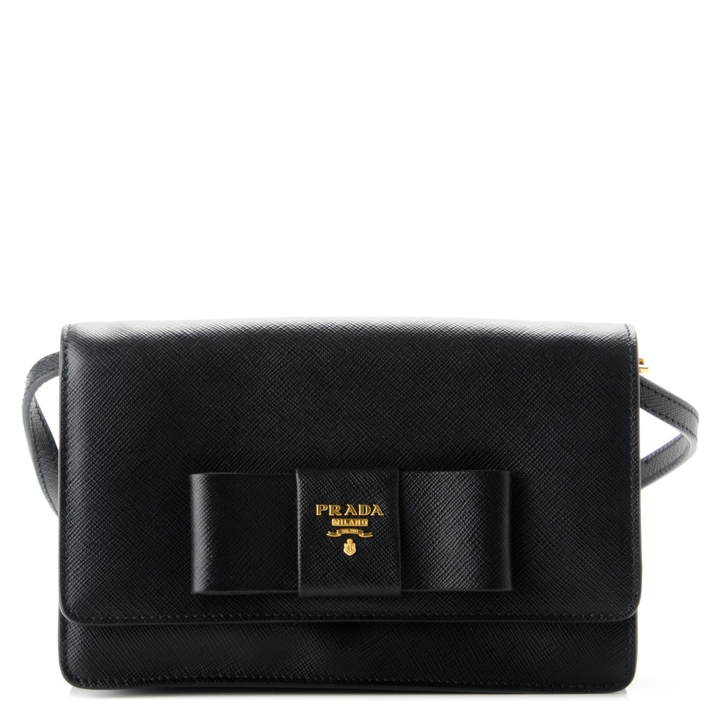 Saffiano Bow Flap Wallet Nero Black