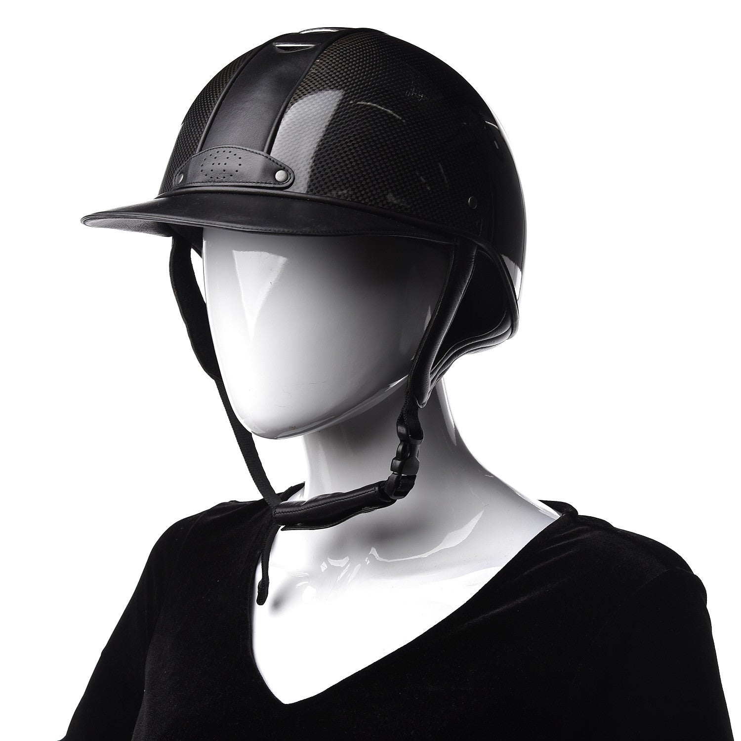 Hermes Carbon Fiber Equestrian Riding Helmet 62 Black 2 of 7