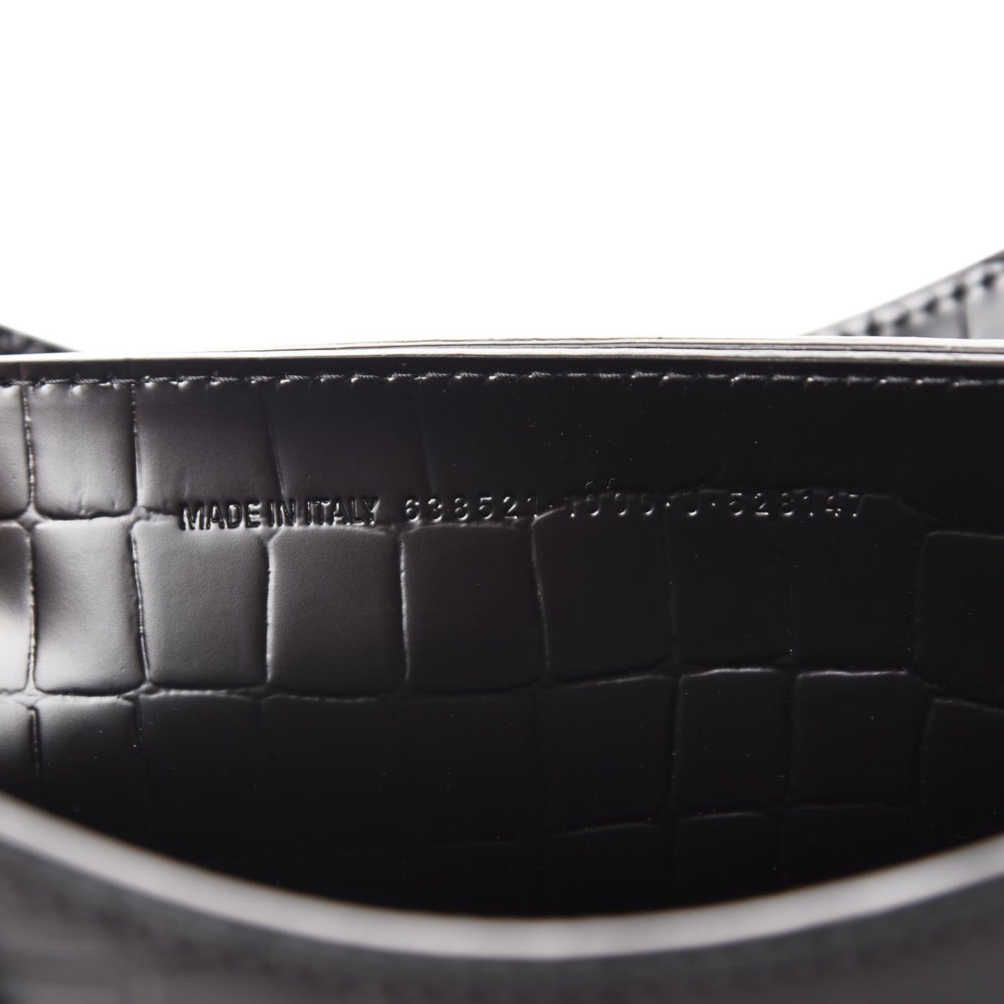 Semi Shiny Calfskin Crocodile Embossed Neo Classic Black Hardware S City Black