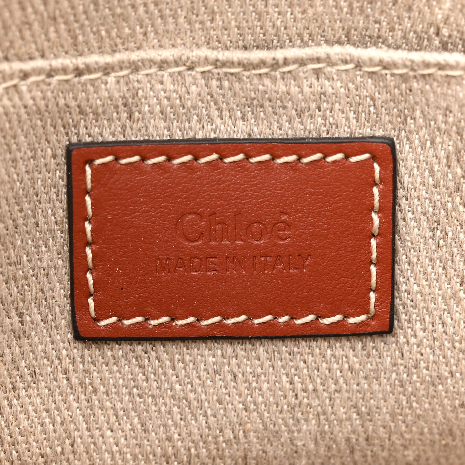 Chloe Cotton Calfskin Mini Woody Ribbon Tote White Brown 6 of 14