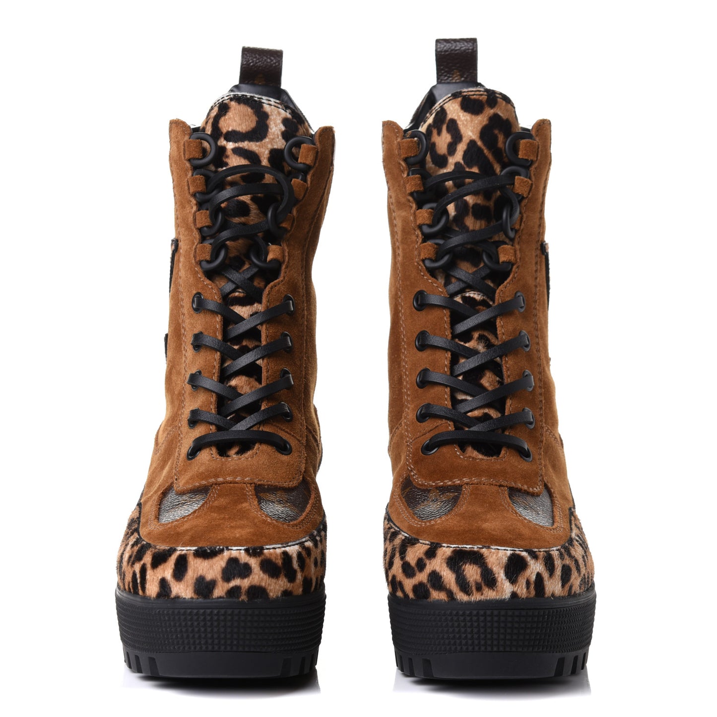 Suede Calfskin Monogram Laureate Platform Desert Boots 38 Cognac