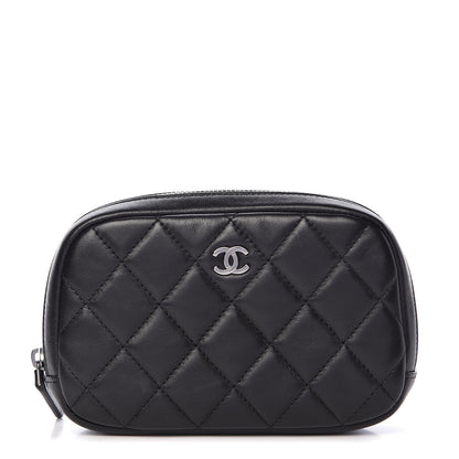 Chanel Lambskin Quilted Small Curvy Pouch Cosmetic Case Black 1 of 8