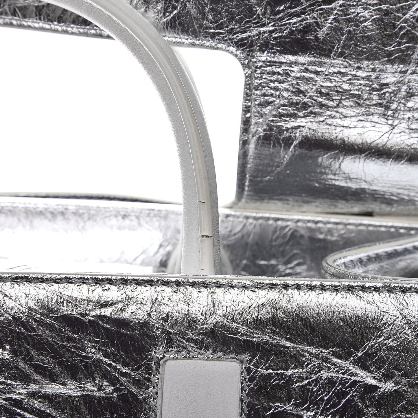 Metallic Calfskin Medium Diorever Flap Silver