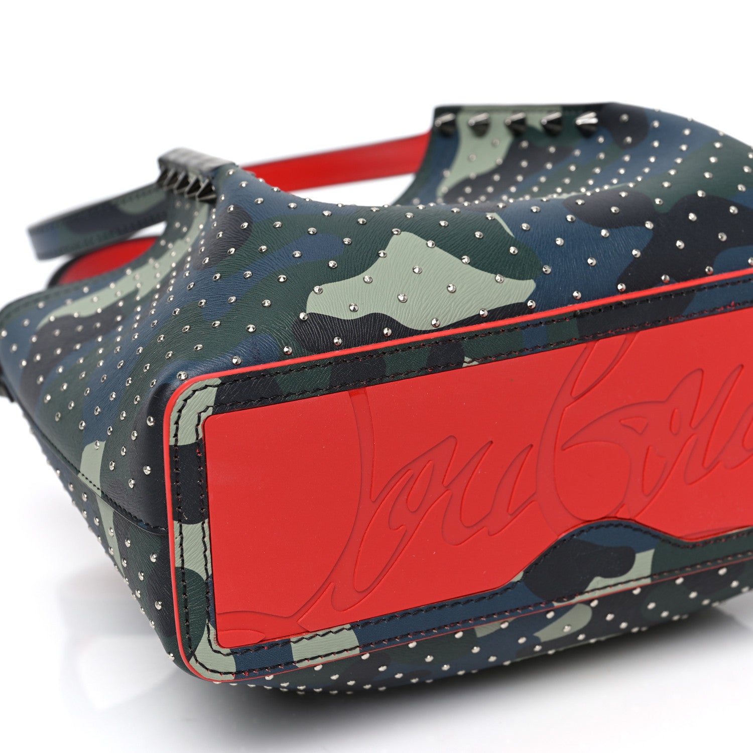 Christian Louboutin Calfskin Loubi Camouflage Spiked Mini Cabarock Shopper Tote Multicolor 7 of 8