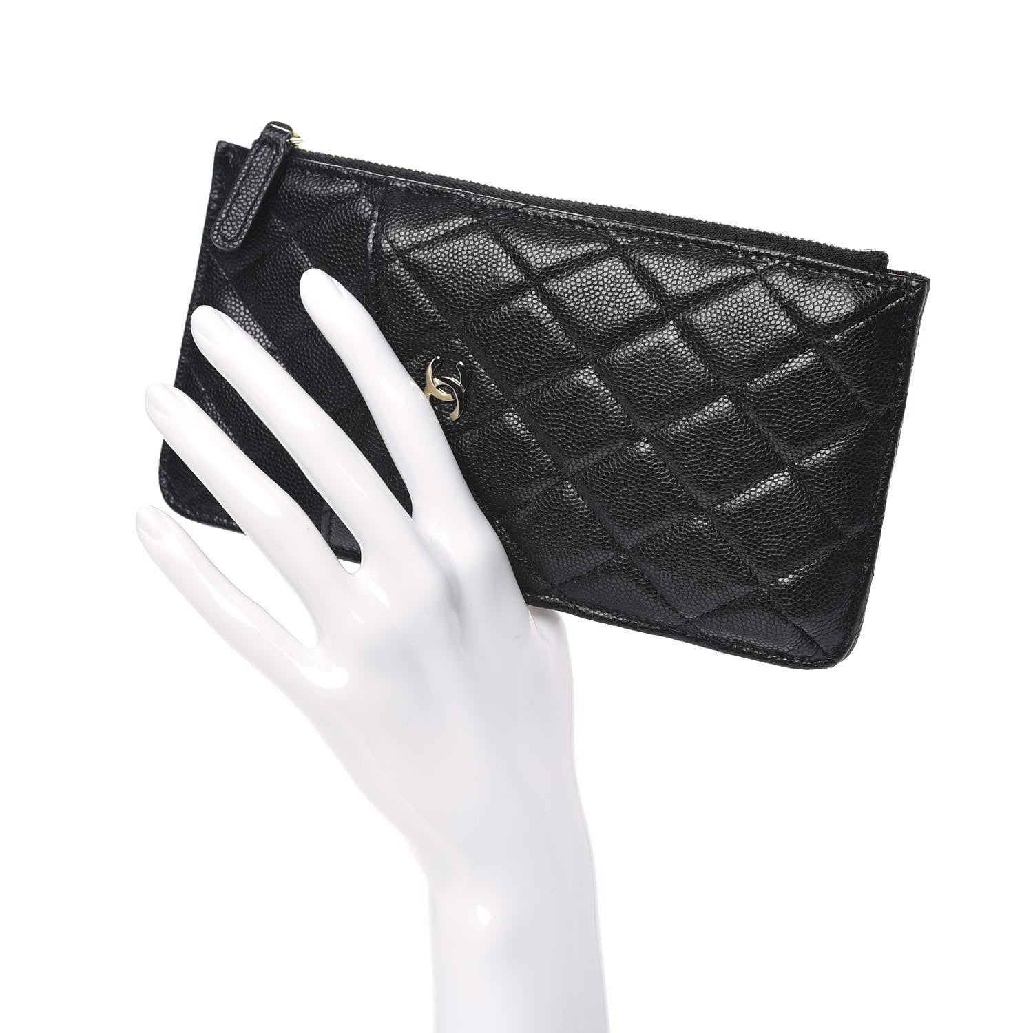 Chanel Caviar Quilted Classic Flat Wallet Pouch Black 2 of 9