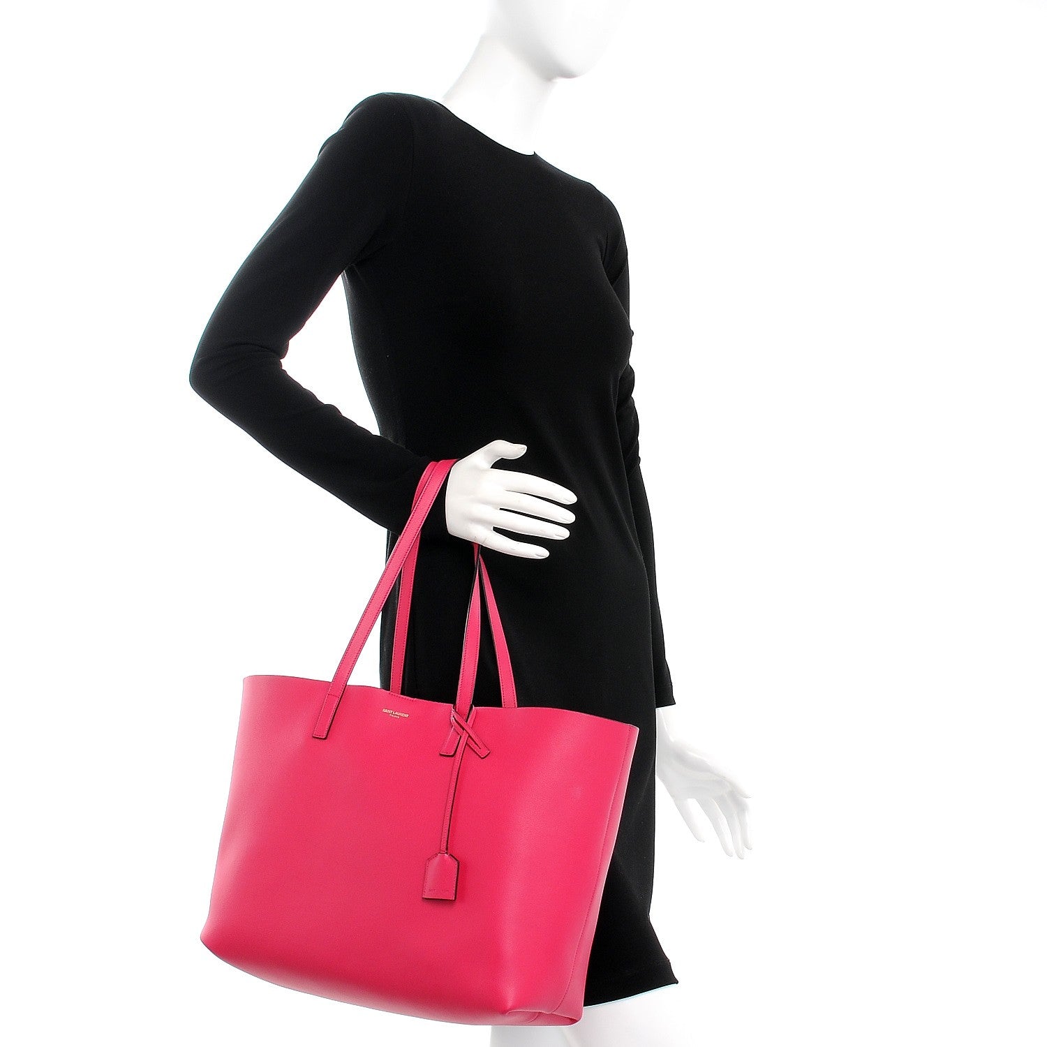 Saint Laurent Calfskin Large Shopping Tote Fuchsia 2 of 8
