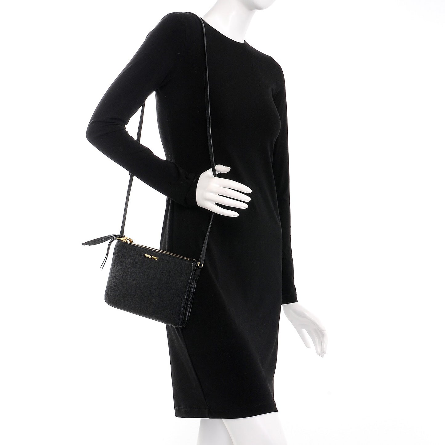 Goatskin Madras Double Zip Crossbody Bag Nero Black