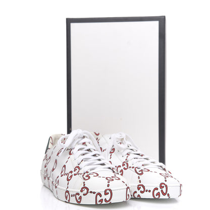 Gucci Calfskin GucciGhost Print Womens Ace Sneakers 39 White Hibiscus Red 10 of 10