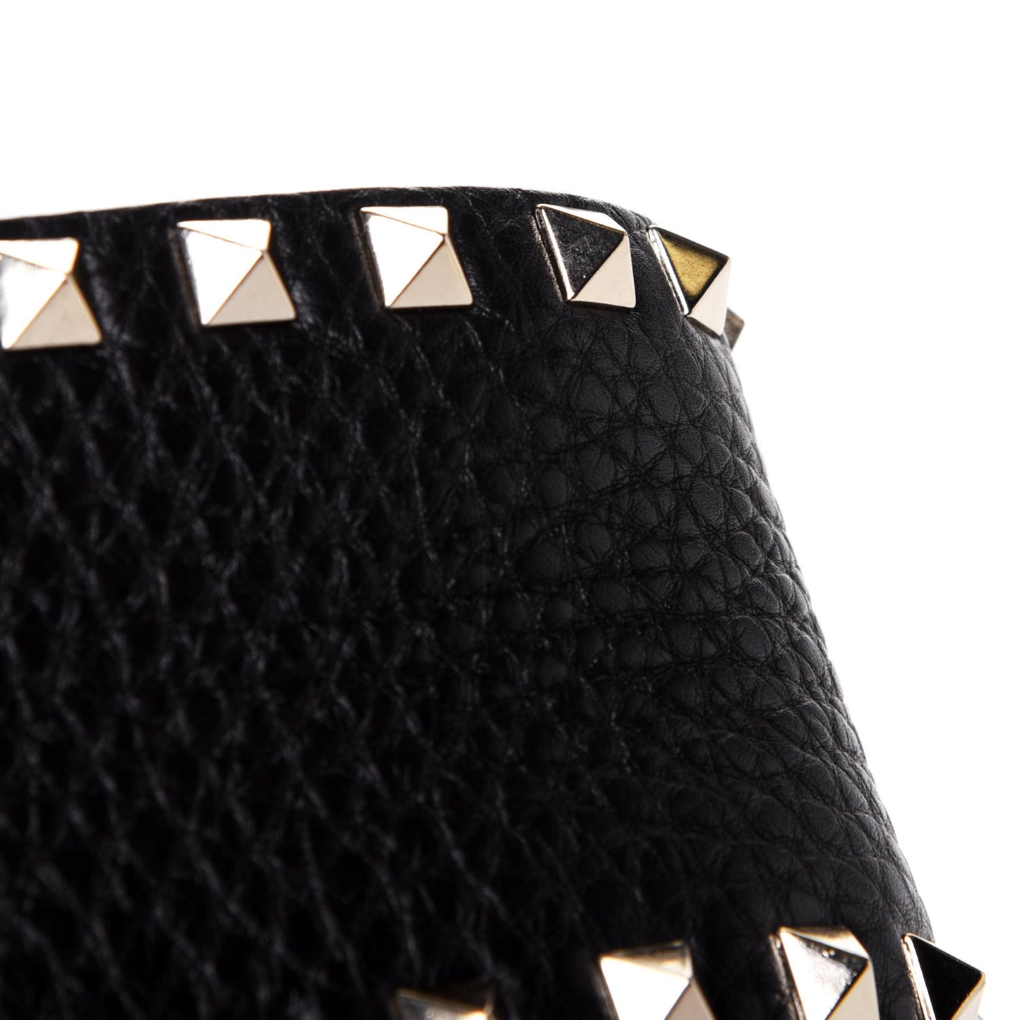 Grained Calfskin Rockstud Bucket Bag Black