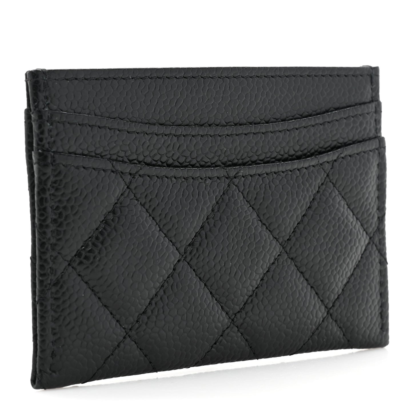 Caviar Quilted Card Holder Black