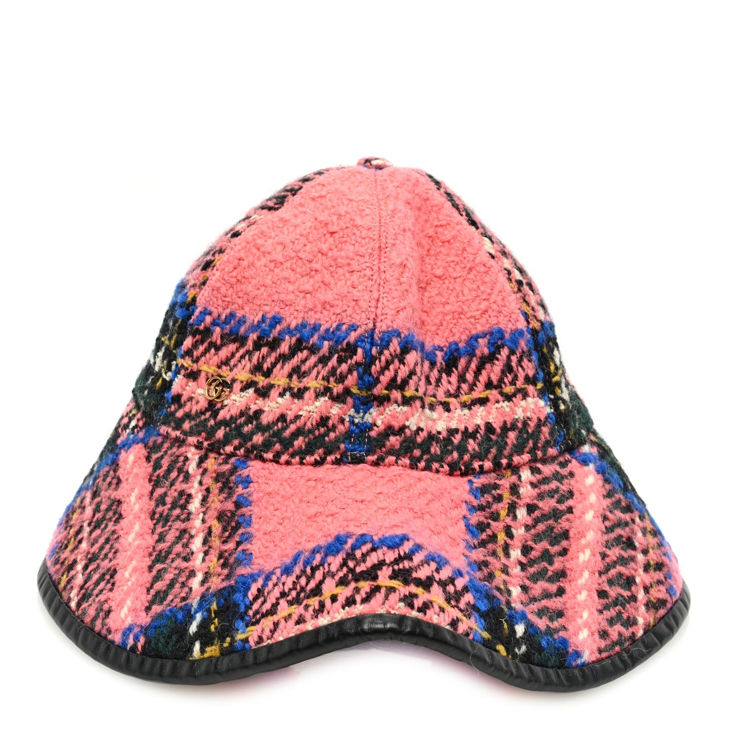 Wool Tweed Wide Brim Hat Blue Pink Black
