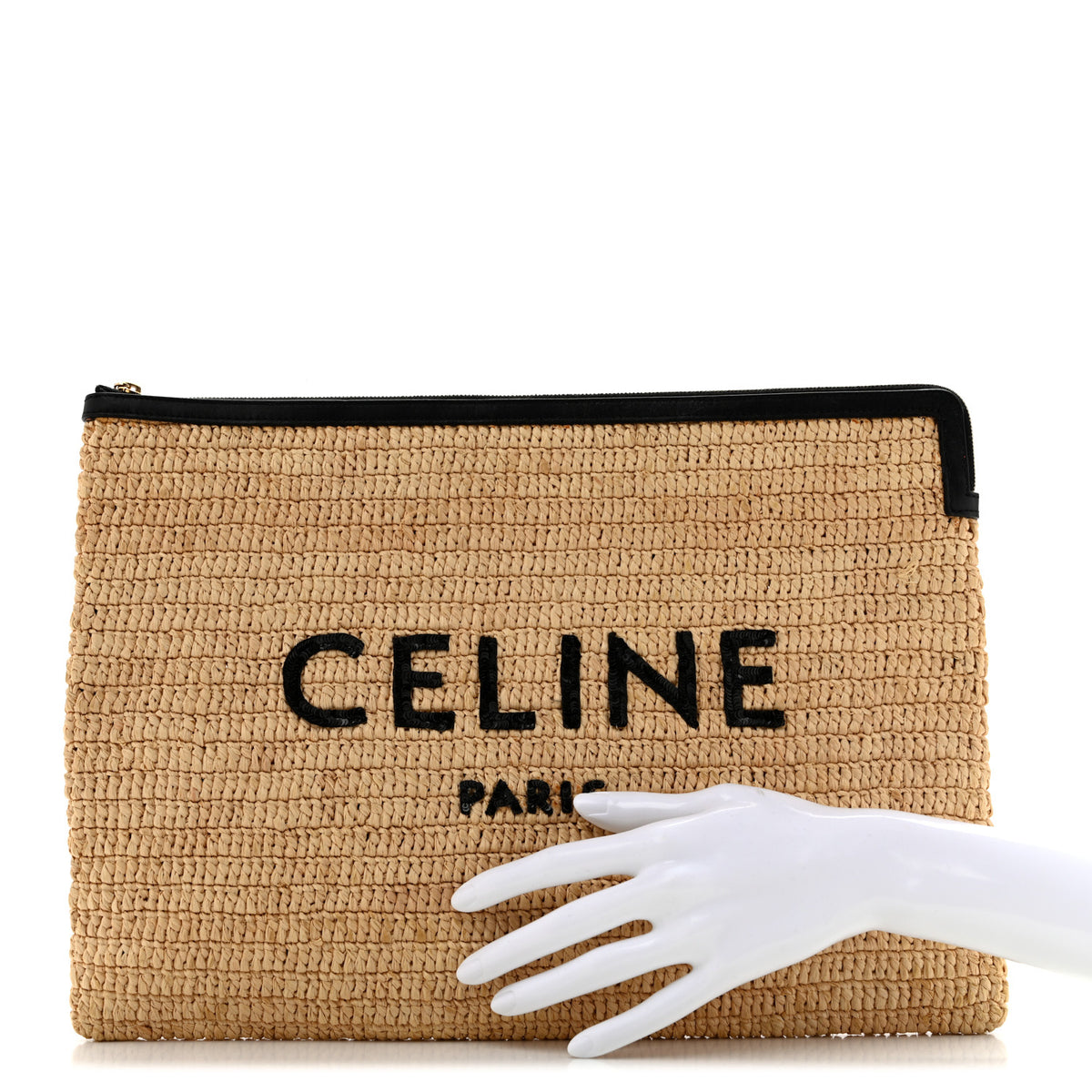 Raffia Sequin Large Pouch Black