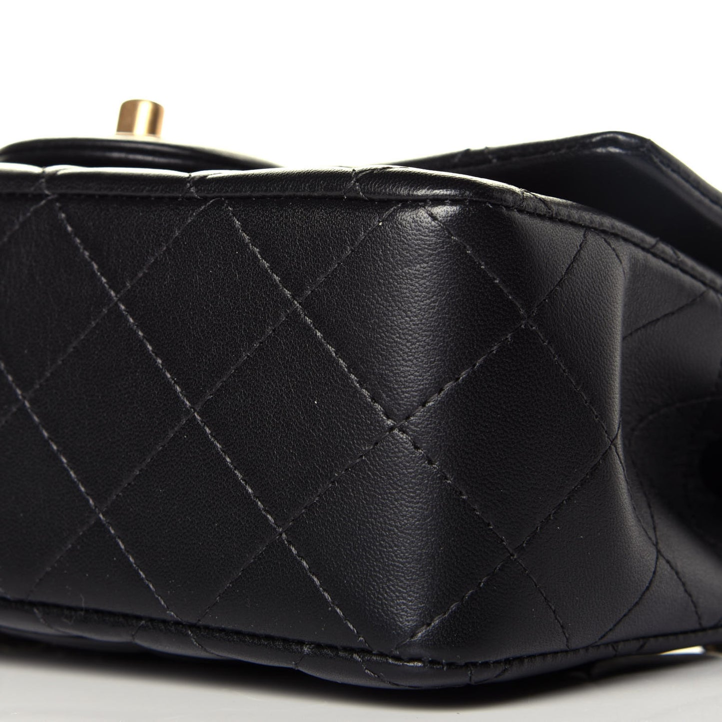 Lambskin Quilted Mini Top Handle Rectangular Flap Black