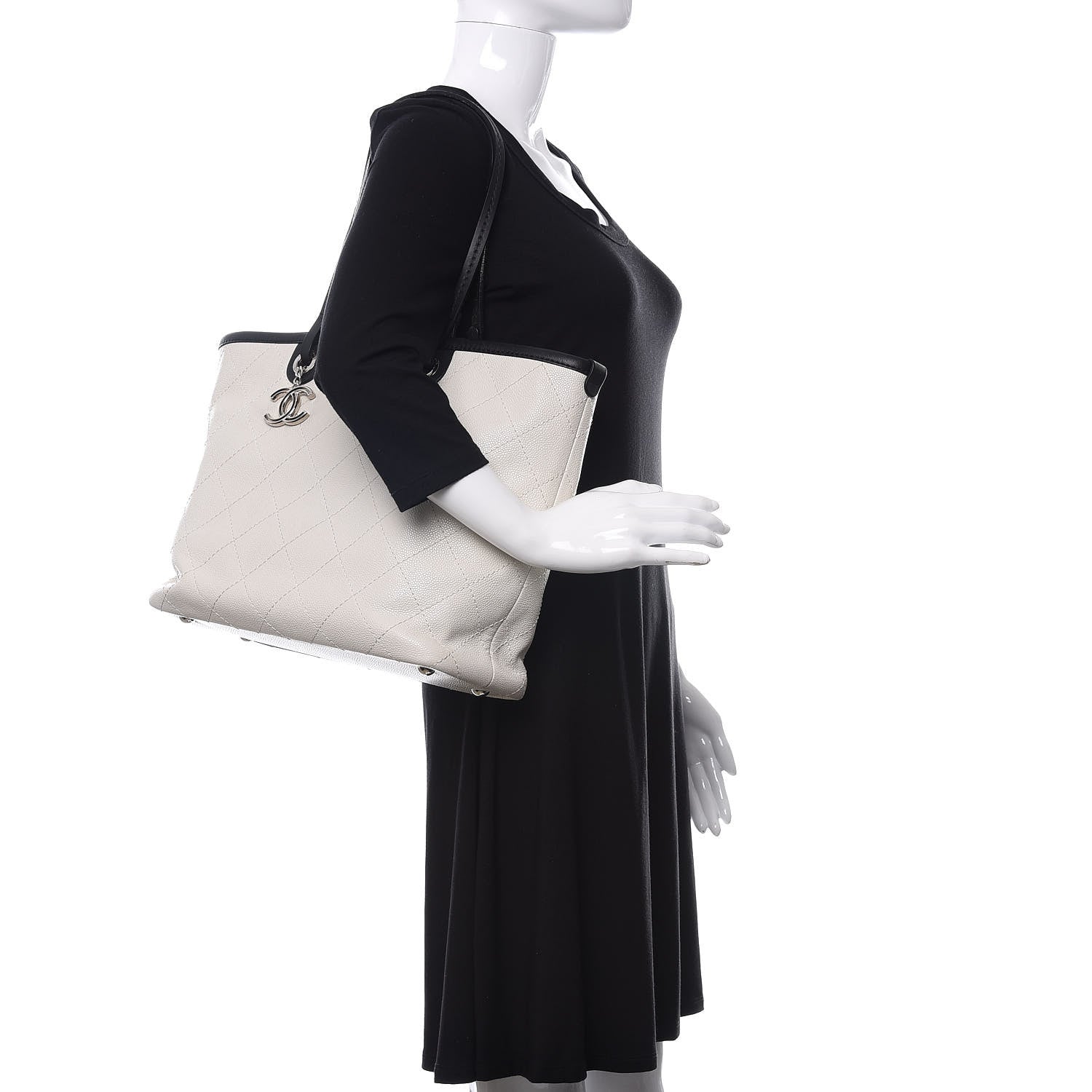 Chanel Grained Calfskin Shopping Fever Tote White 2 of 16